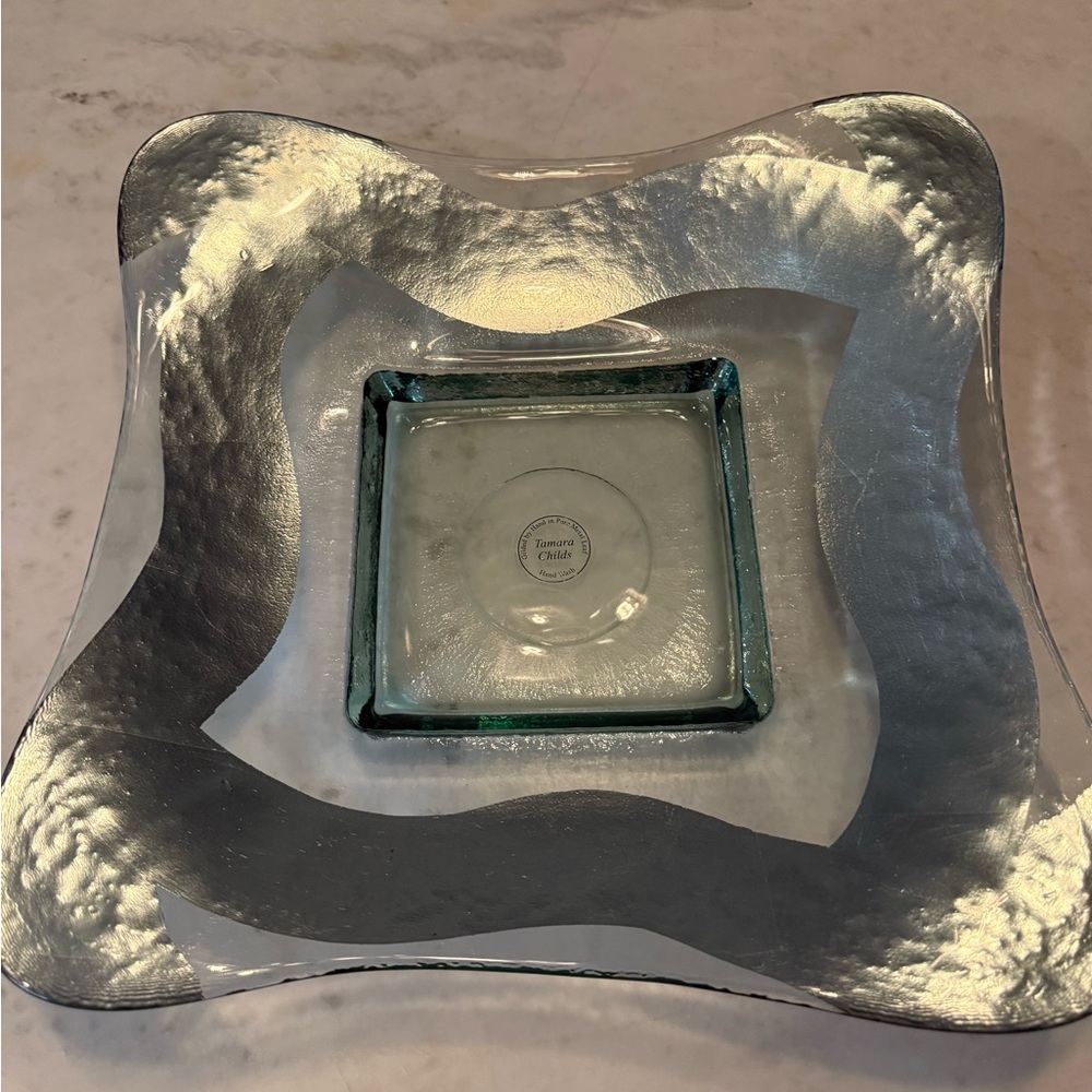 🦋 TAMARA CHILDS COLLECTION - 13 IN. SQUARE BUTTERFLY GLASS BOWL  🦋